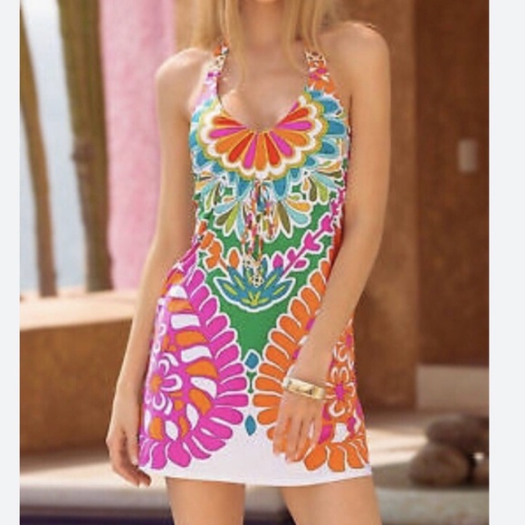 Trina Turk Tamarindo Beach Dress Cover Up Halter Top Med - Picture 2 of 10